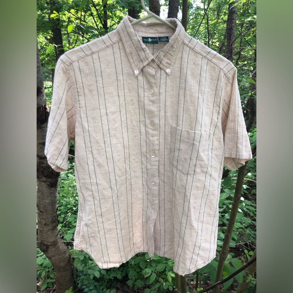 Vintage Hunt Club cotton/linen button down short sleeve top.